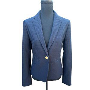 Ann Taylor Navy Wafle Textured Taylored Cinch Waist Jacket Blazer Office Siren 4